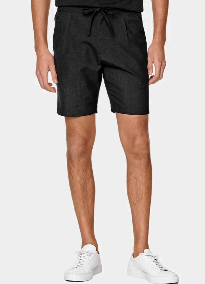 Suitsupply Ames Shorts Dunkelgrau Kordelzug Aus Pure S120er Tropical Schurwolle | Deutschland Fashion
