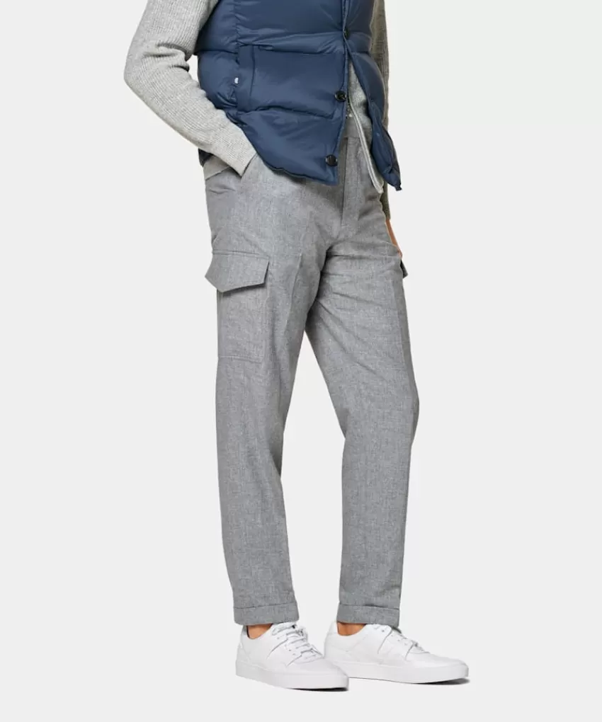 Suitsupply Blake Cargo Hose Hellgrau Wide Leg Tapered Aus Wolle Kaschmir | Deutschland Online