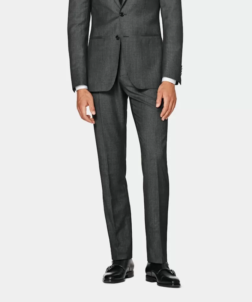Suitsupply Brescia Anzughose Dunkelgrau Birdseye-Muster Slim Leg Straight Aus Pure S130er Schurwolle | Deutschland New