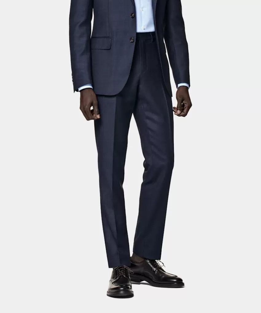 Suitsupply Brescia Anzughose Navy Birdseye-Muster Slim Leg Straight Aus Pure S130er Schurwolle | Deutschland Outlet