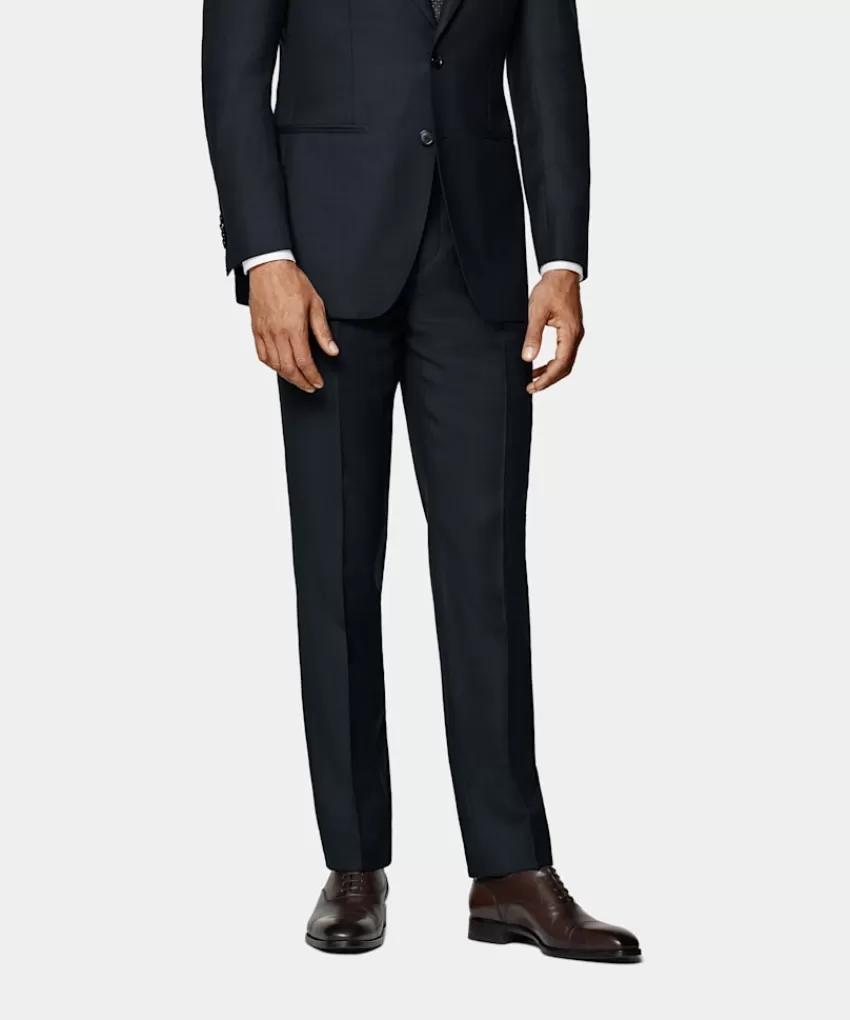 Suitsupply Brescia Anzughose Navy Birdseye-Muster Slim Leg Straight Aus Pure Schurwolle | Deutschland Best