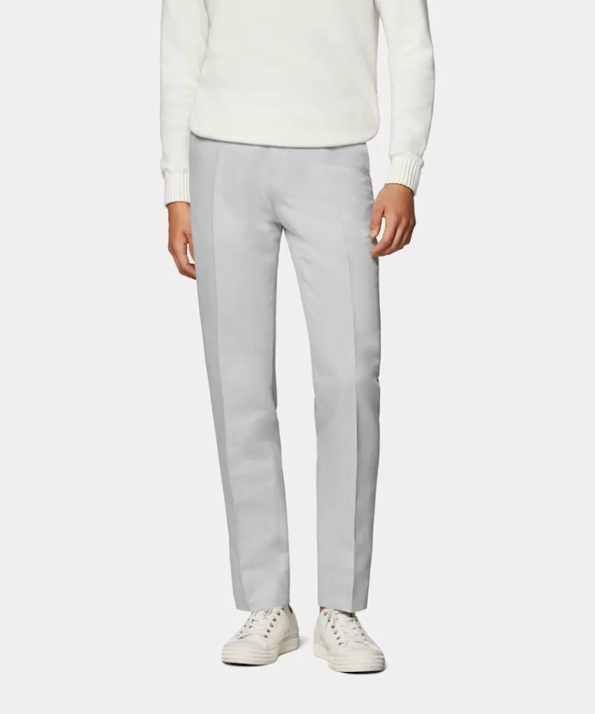 Suitsupply Brescia Hose Hellgrau Slim Leg Straight Aus Leinen Baumwolle | Deutschland Clearance