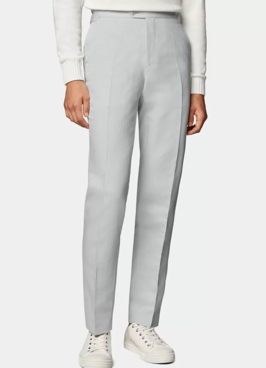 Suitsupply Brescia Hose Hellgrau Slim Leg Straight Aus Leinen Baumwolle | Deutschland Clearance