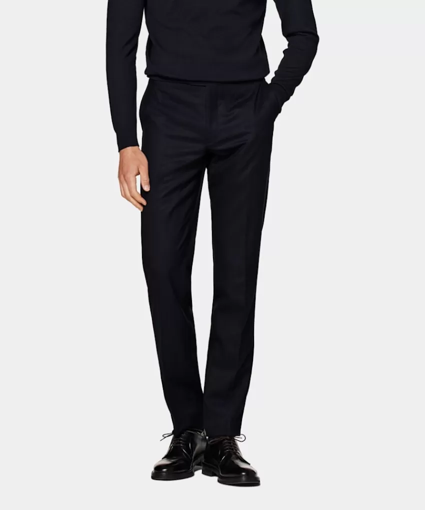 Suitsupply Brescia Hose Navy Slim Leg Straight Aus Pure S120er Flanell-Schurwolle | Deutschland Flash Sale
