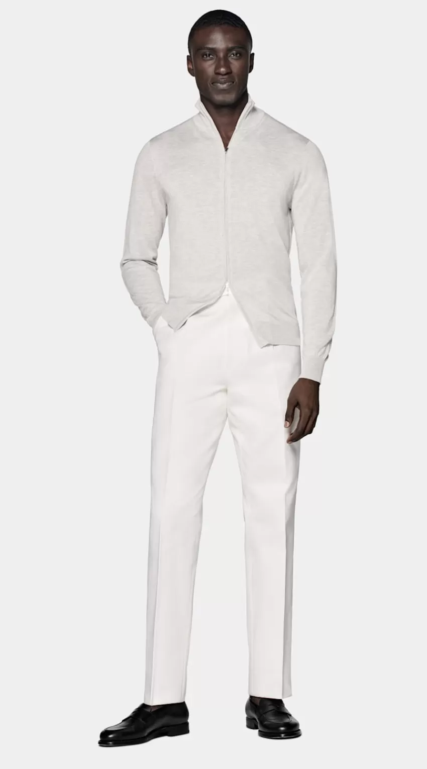 Suitsupply Cardigan Hellgrau Mit Reißverschluss Aus Seide, Schurwolle, Kaschmir | Deutschland Online