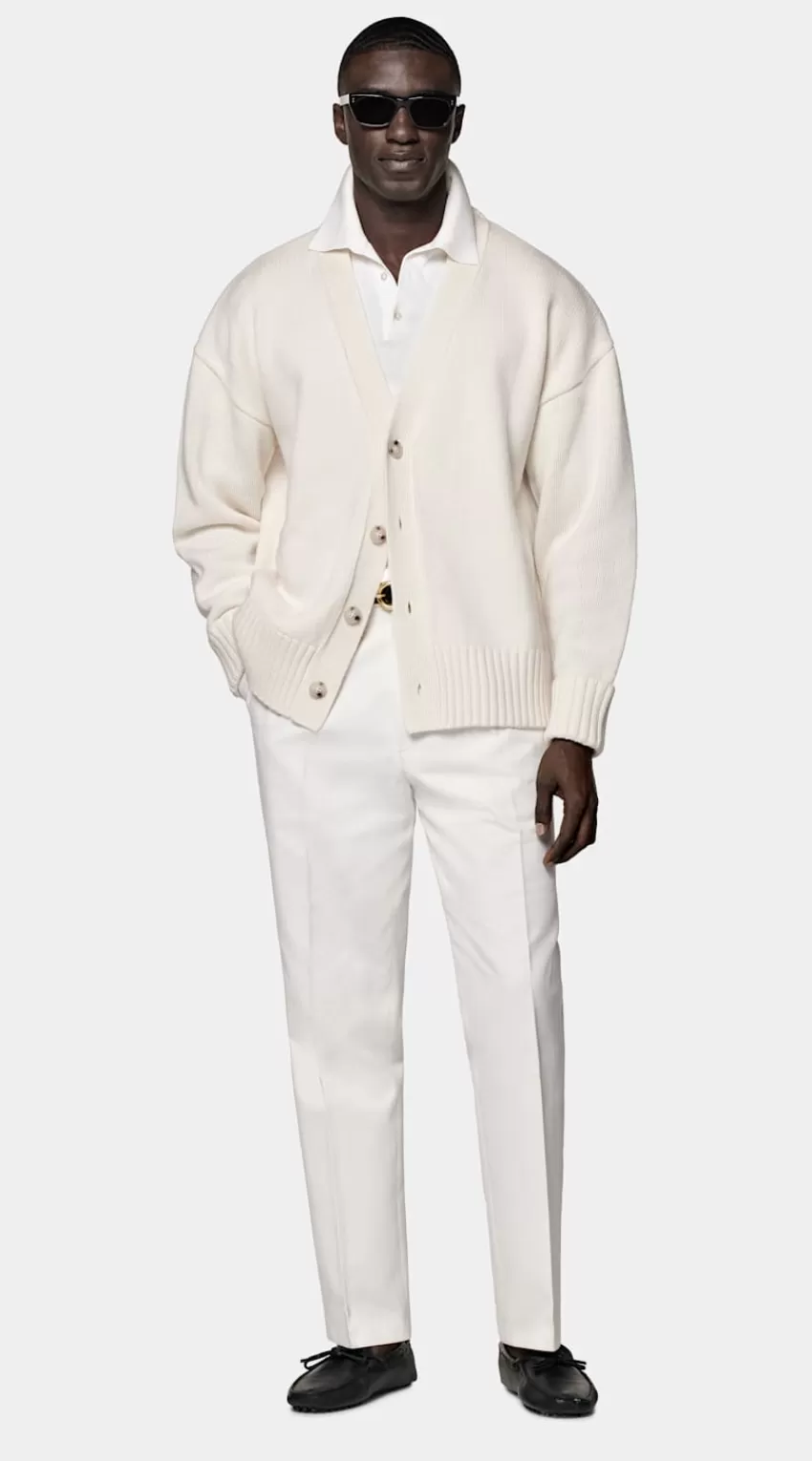 Suitsupply Cardigan Oversized Off-white Aus Pure Schurwolle | Deutschland Cheap