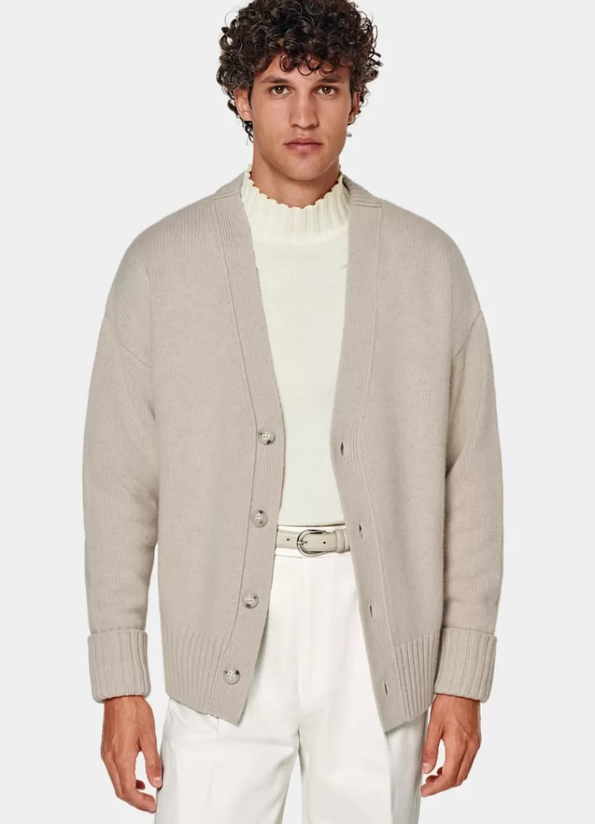 Suitsupply Cardigan Oversized Sand Aus Pure Schurwolle | Deutschland Fashion