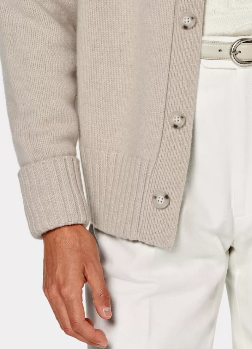Suitsupply Cardigan Oversized Sand Aus Pure Schurwolle | Deutschland Fashion