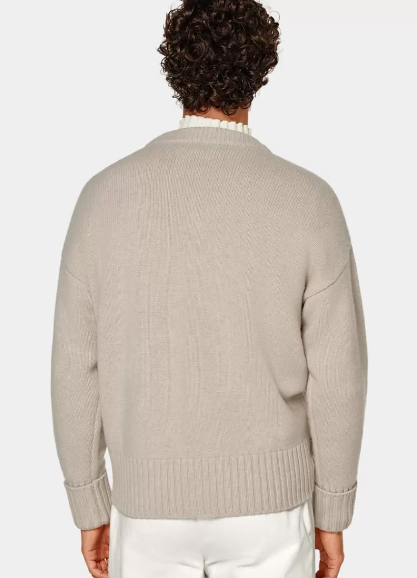 Suitsupply Cardigan Oversized Sand Aus Pure Schurwolle | Deutschland Fashion