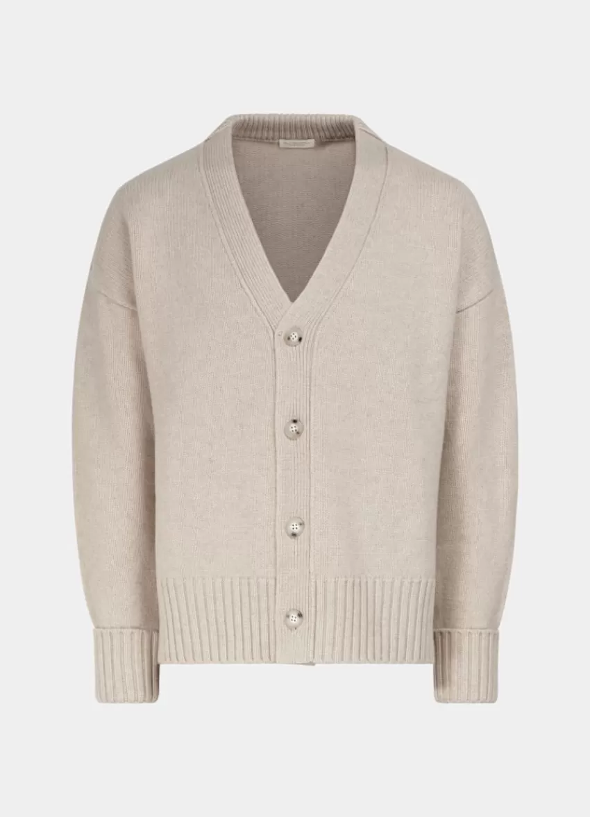 Suitsupply Cardigan Oversized Sand Aus Pure Schurwolle | Deutschland Fashion