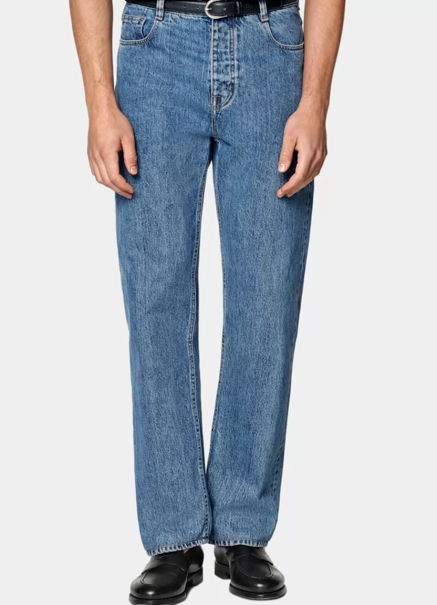 Suitsupply Charles Jeans Mittelblau Straight Leg Aus Selvedge Denim | Deutschland Cheap