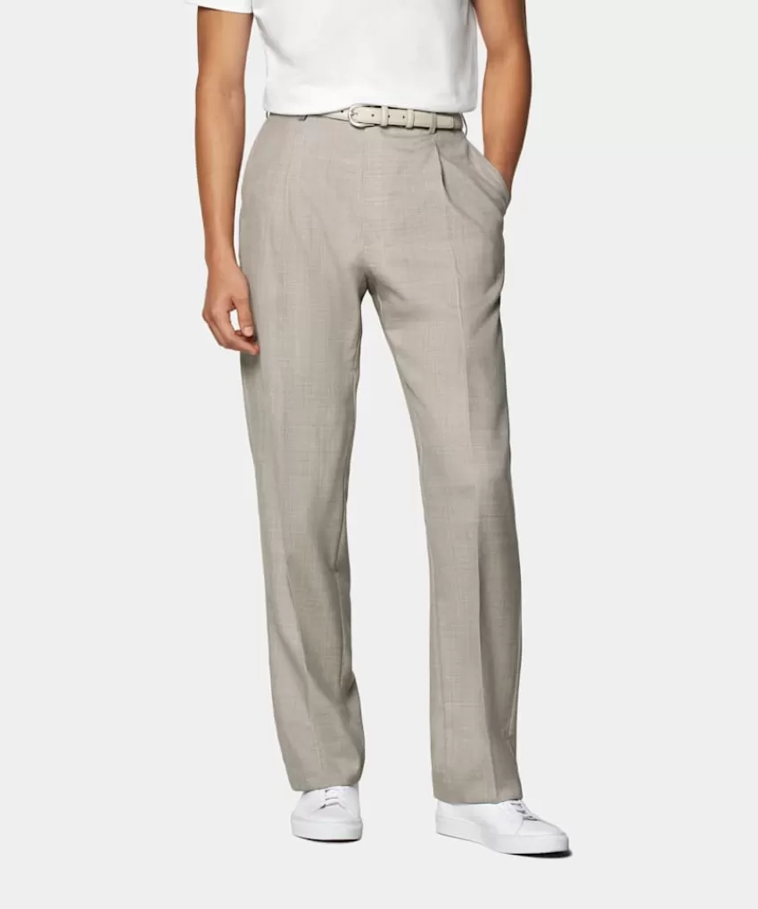 Suitsupply Duca Hose Helltaupe Wide Leg Straight Aus Pure S110er Schurwolle | Deutschland Fashion