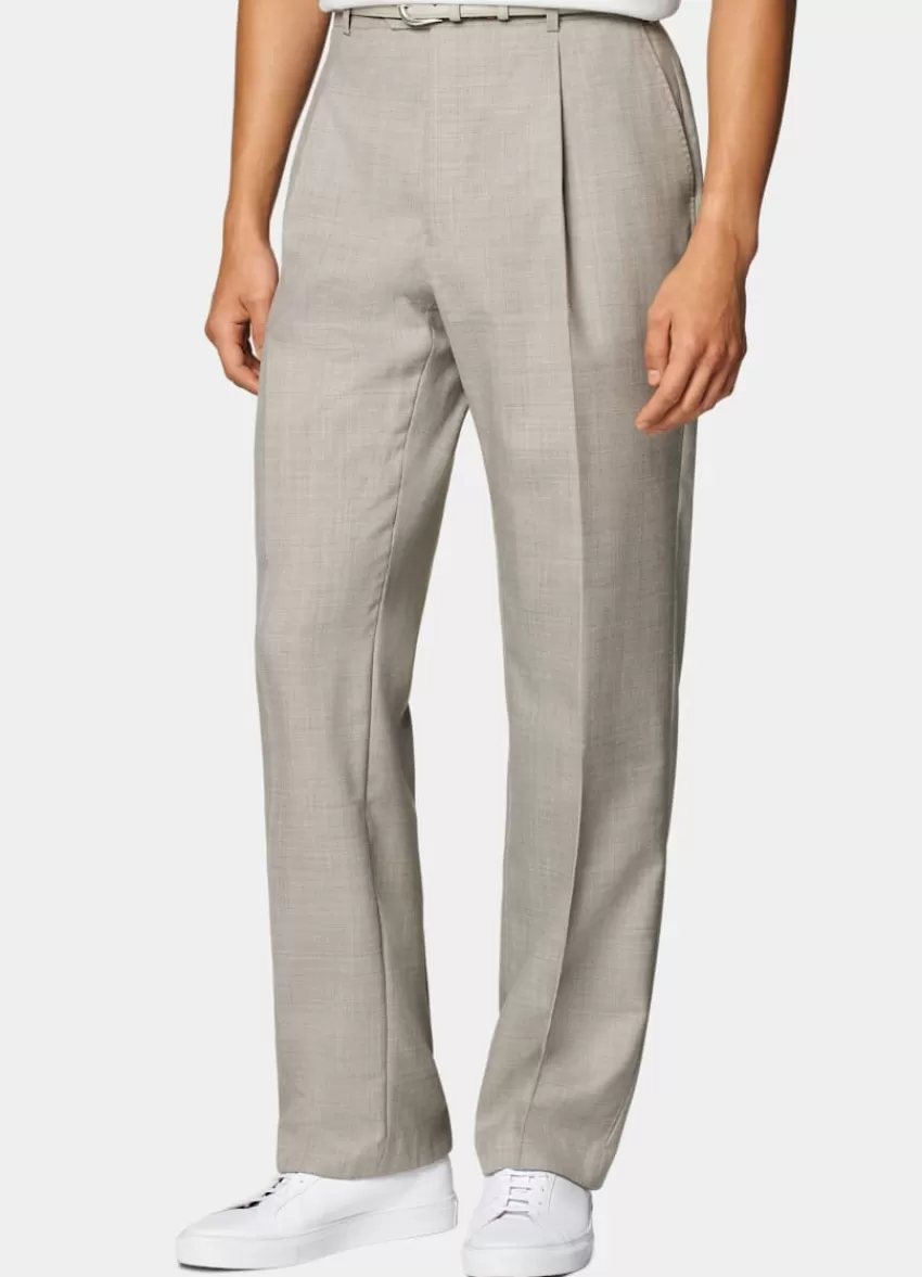 Suitsupply Duca Hose Helltaupe Wide Leg Straight Aus Pure S110er Schurwolle | Deutschland Fashion