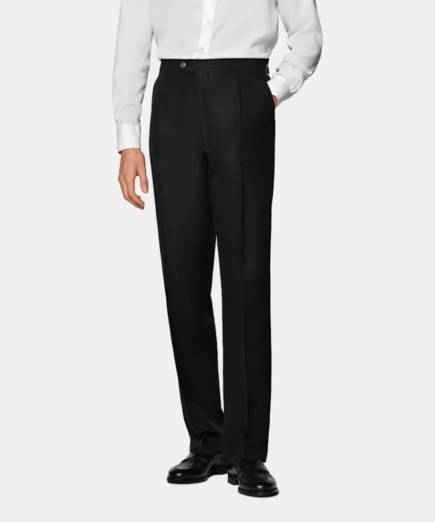 Suitsupply Duca Hose Schwarz Wide Leg Straight Aus Leinen Seide | Deutschland Cheap