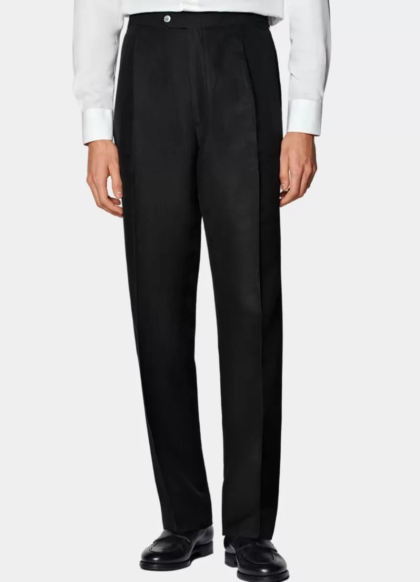 Suitsupply Duca Hose Schwarz Wide Leg Straight Aus Leinen Seide | Deutschland Cheap