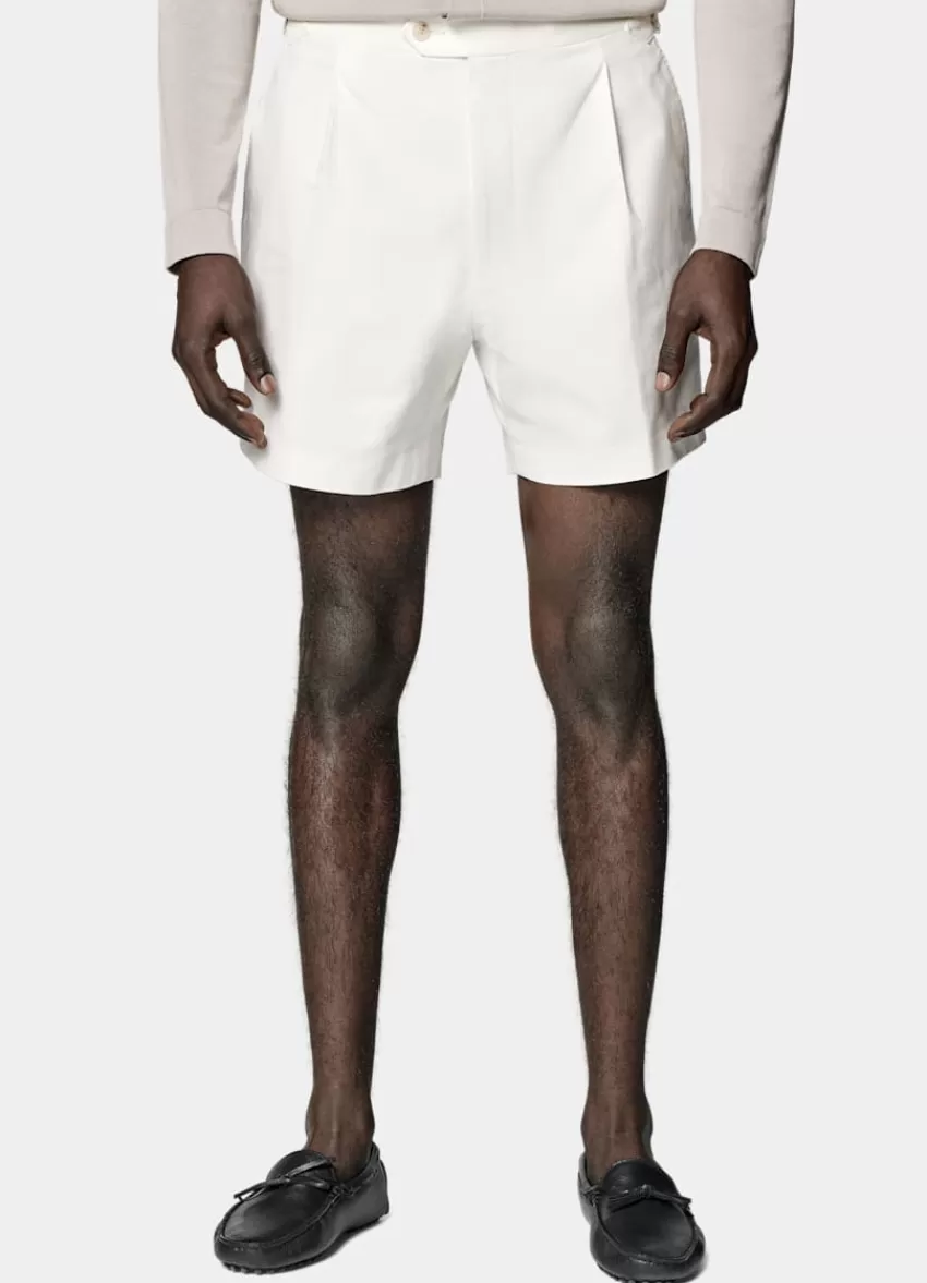 Suitsupply Duca Shorts Off-white Bundfalte Aus Reine Baumwolle | Deutschland Store