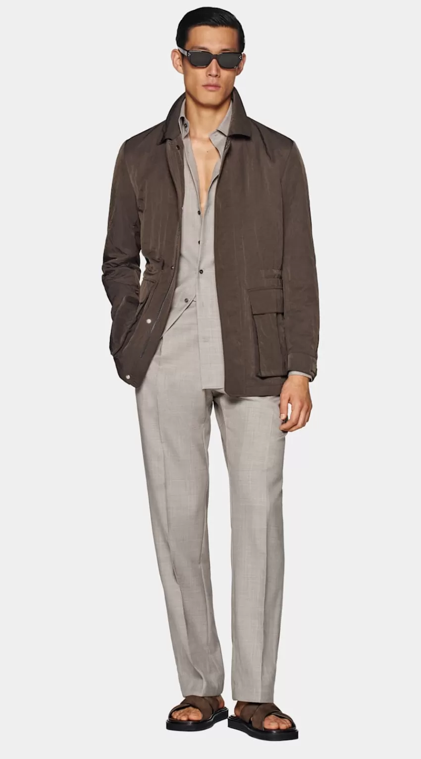 Suitsupply Fieldjacket Dunkelbraun Aus Wasserabweisender Technischer Stoff | Deutschland Store