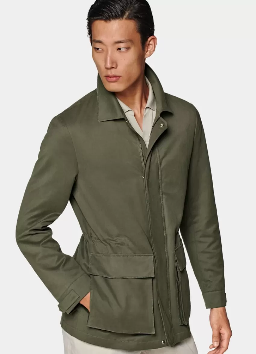 Suitsupply Fieldjacket Dunkelgrün Aus Wasserabweisender Technischer Stoff | Deutschland Online