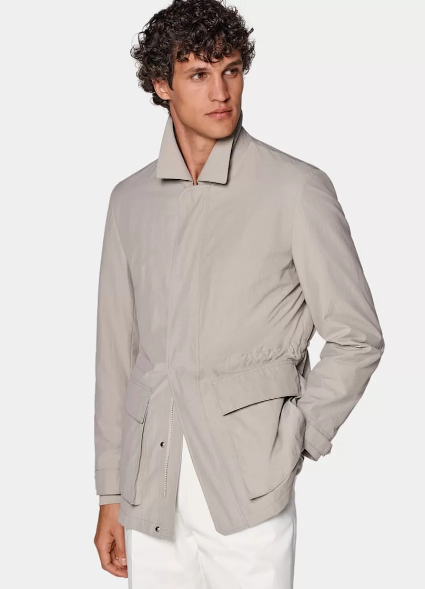 Suitsupply Fieldjacket Helltaupe Aus Wasserabweisender Technischer Stoff | Deutschland Hot