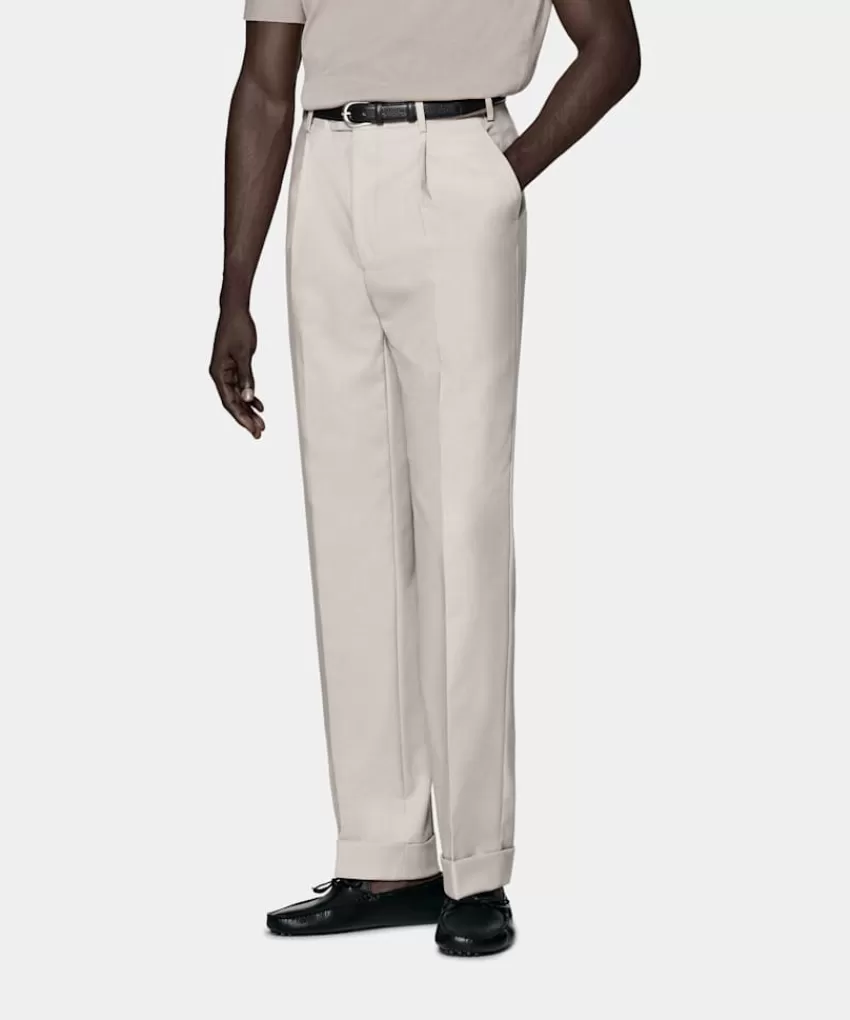 Suitsupply Firenze Hose Helltaupe Wide Leg Tapered Aus Pure 4fach Traveller Schurwolle | Deutschland Cheap
