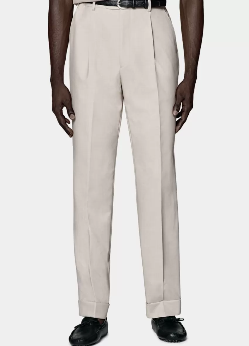 Suitsupply Firenze Hose Helltaupe Wide Leg Tapered Aus Pure 4fach Traveller Schurwolle | Deutschland Cheap