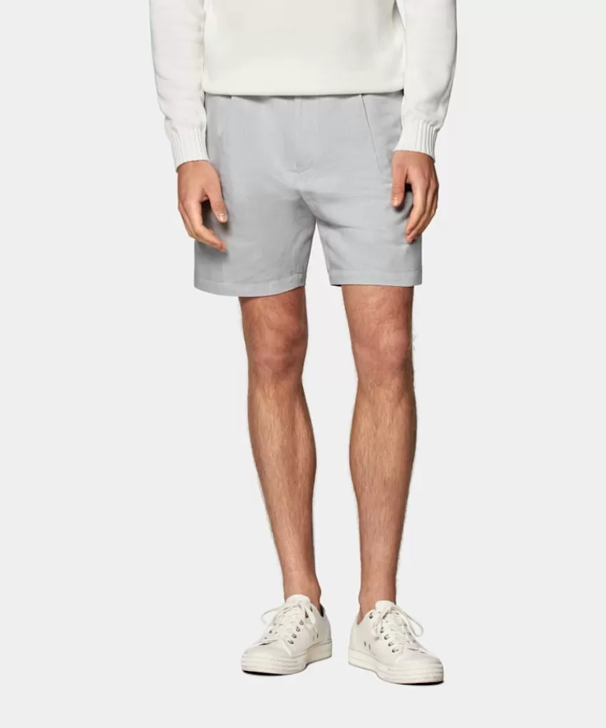 Suitsupply Firenze Shorts Hellgrau Bundfalte Aus Leinen Baumwolle | Deutschland Best Sale