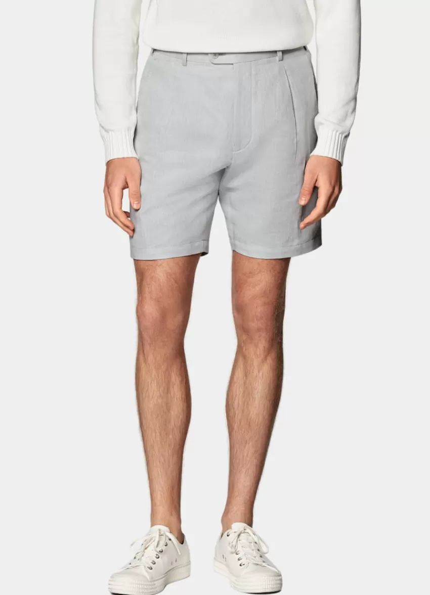 Suitsupply Firenze Shorts Hellgrau Bundfalte Aus Leinen Baumwolle | Deutschland Best Sale