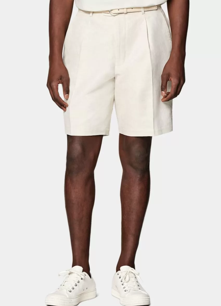 Suitsupply Firenze Shorts Sand Bundfalte Aus Baumwolle-Leinen | Deutschland Flash Sale