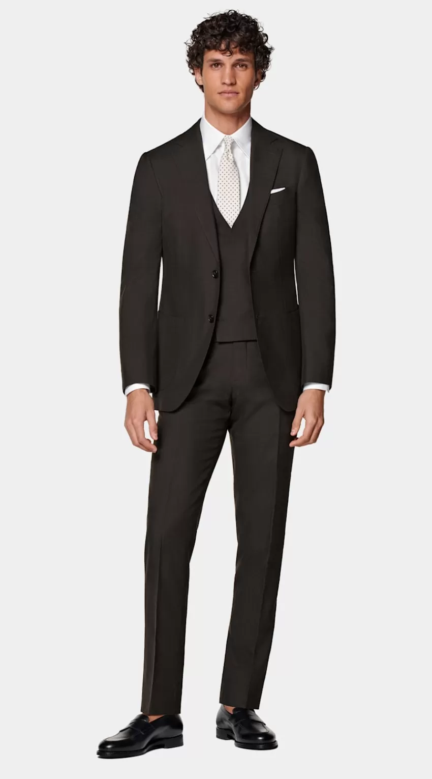 Suitsupply Havana Anzug Dreiteilig Dunkelbraun Tailored Fit Aus Schurwolle Seide Leinen | Deutschland Online