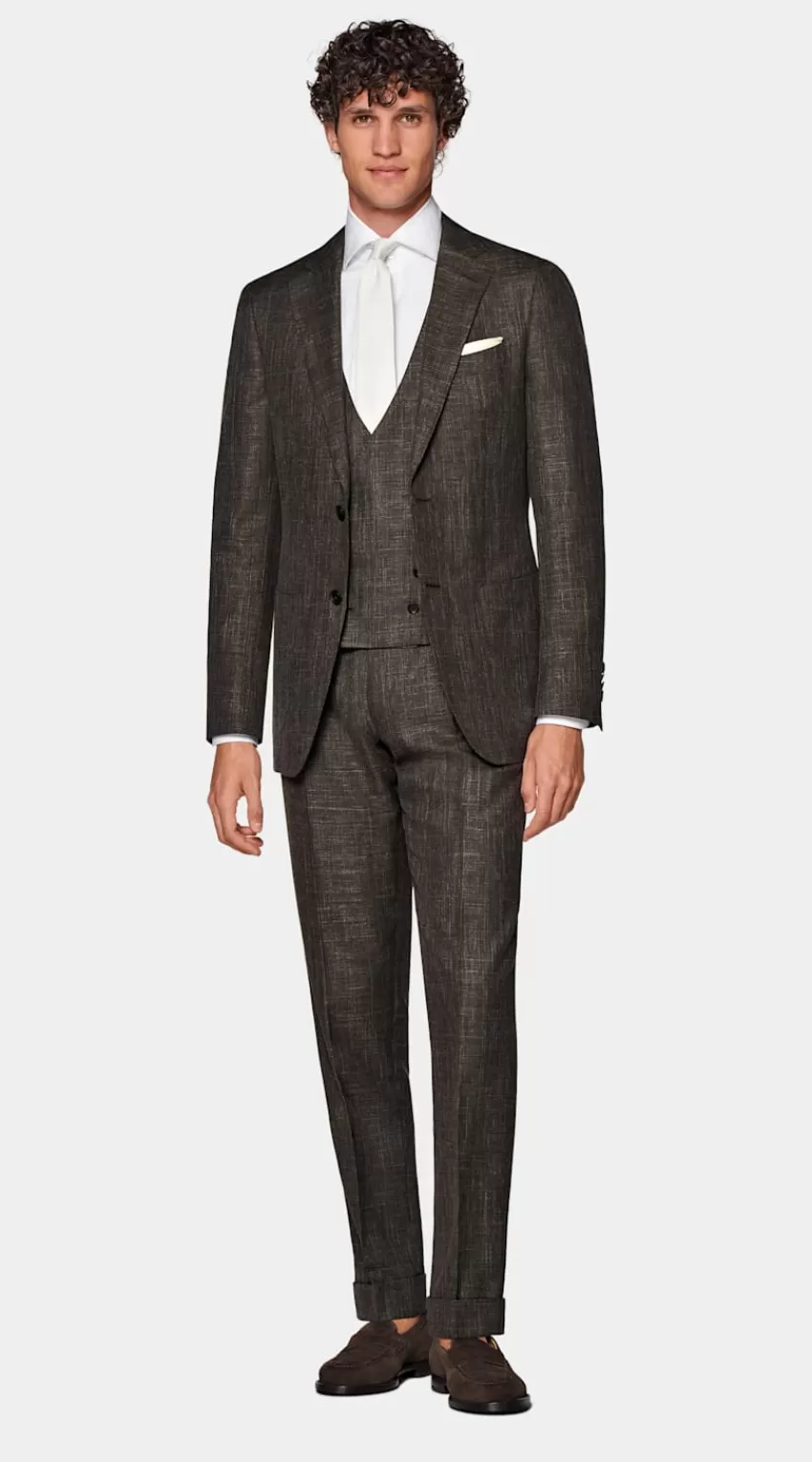 Suitsupply Havana Anzug Dreiteilig Dunkelbraun Tailored Fit Aus Schurwolle Seide Leinen | Deutschland Cheap