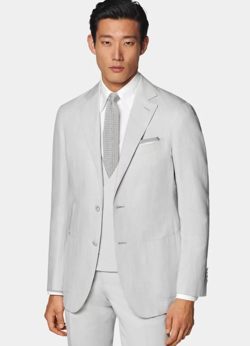 Suitsupply Havana Anzug Dreiteilig Hellgrau Tailored Fit Aus Leinen Baumwolle | Deutschland Best Sale