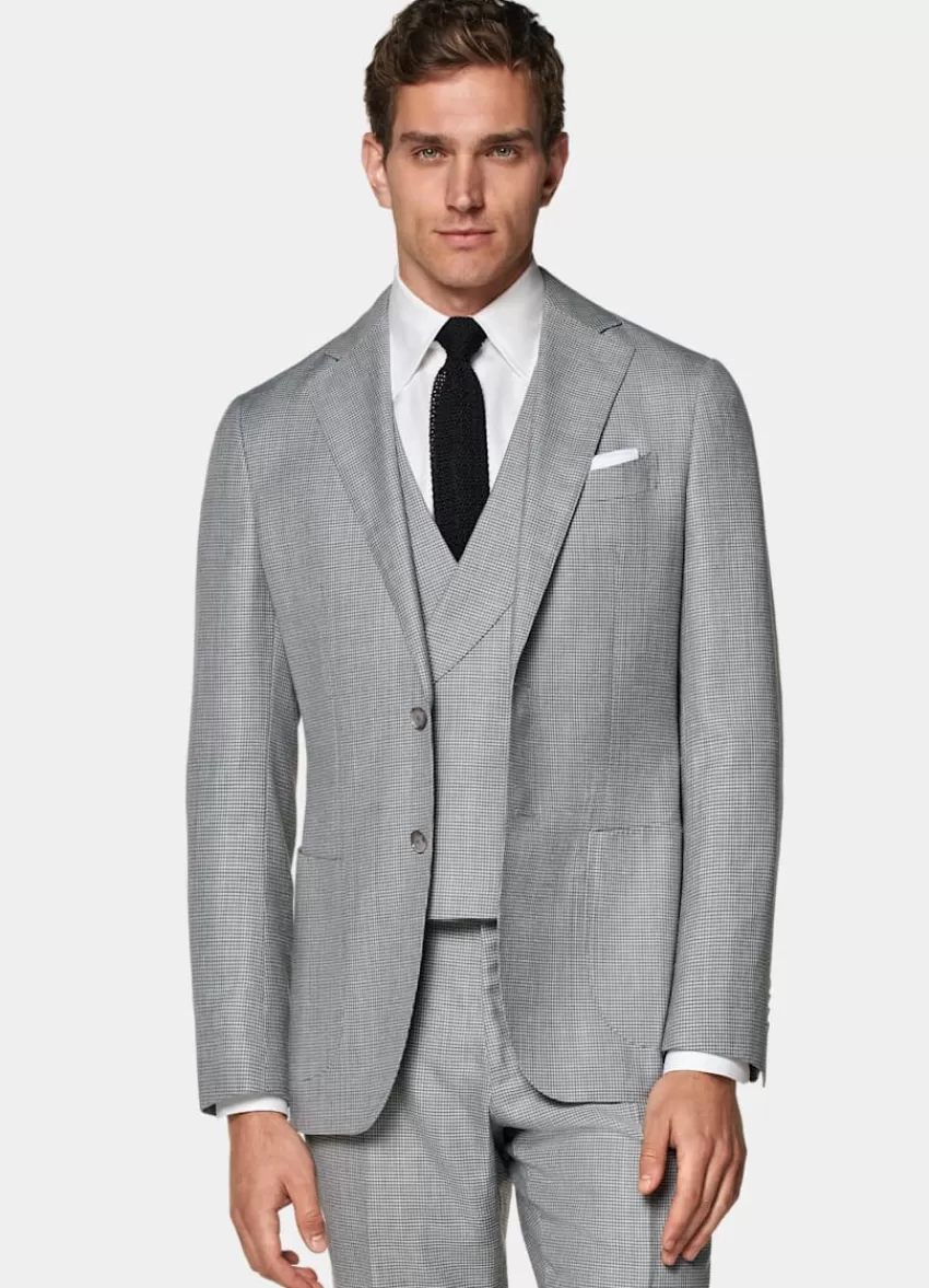 Suitsupply Havana Anzug Dreiteilig Hellgrau Tailored Fit Aus Schurwolle Seide Leinen | Deutschland Cheap