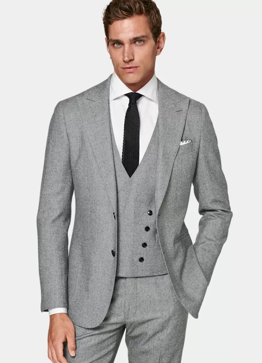Suitsupply Havana Anzug Dreiteilig Mittelgrau Hahnentrittmuster Tailored Fit Aus Pure S120er Schurwolle | Deutschland Cheap