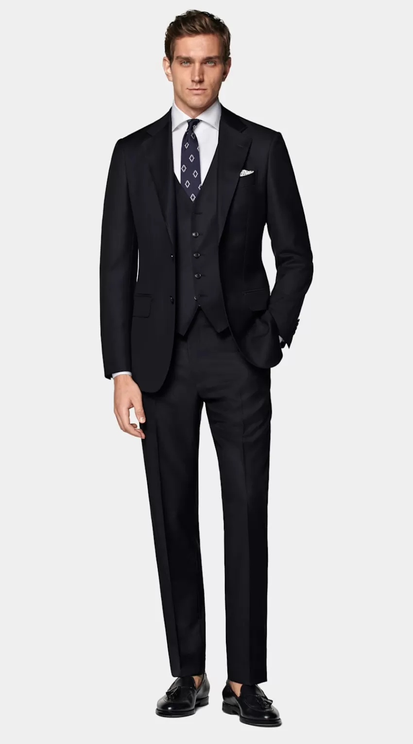 Suitsupply Havana Anzug Dreiteilig Navy Tailored Fit Aus Pure S110er Schurwolle | Deutschland Cheap