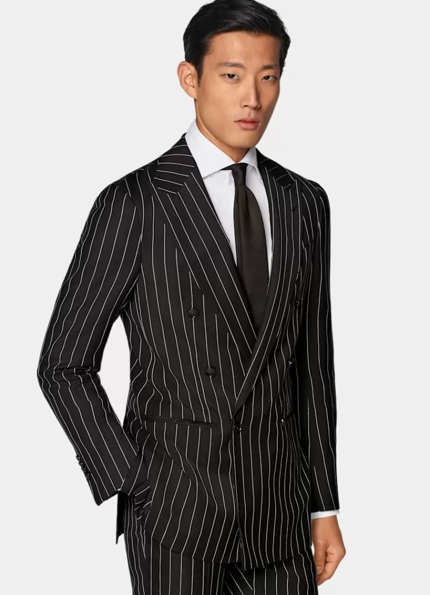 Suitsupply Havana Anzug Dunkelbraun Gestreift Tailored Fit Aus Schurwolle Seide Leinen | Deutschland Online