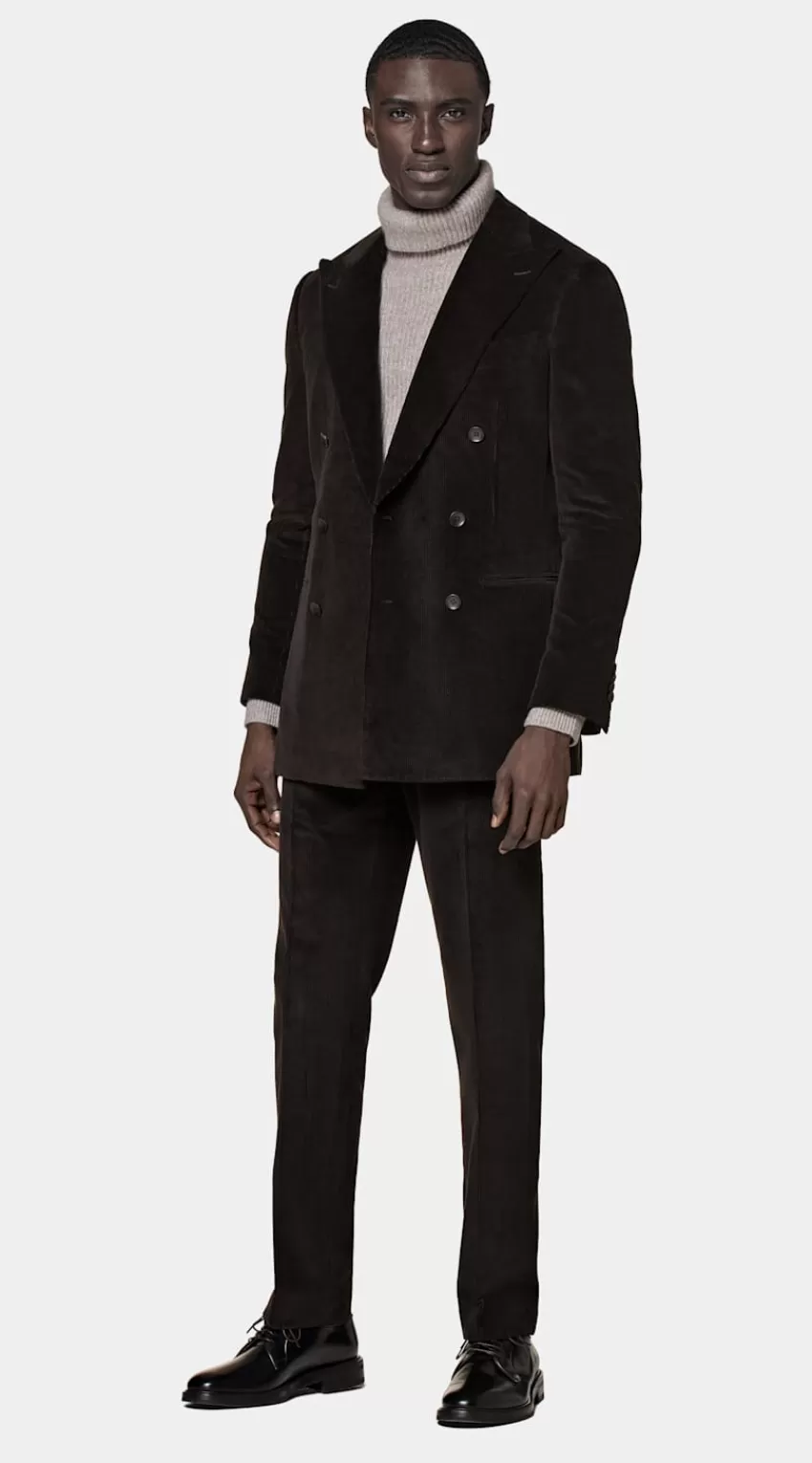 Suitsupply Havana Anzug Dunkelbraun Tailored Fit Aus Reiner Baumwoll-Cord | Deutschland Fashion