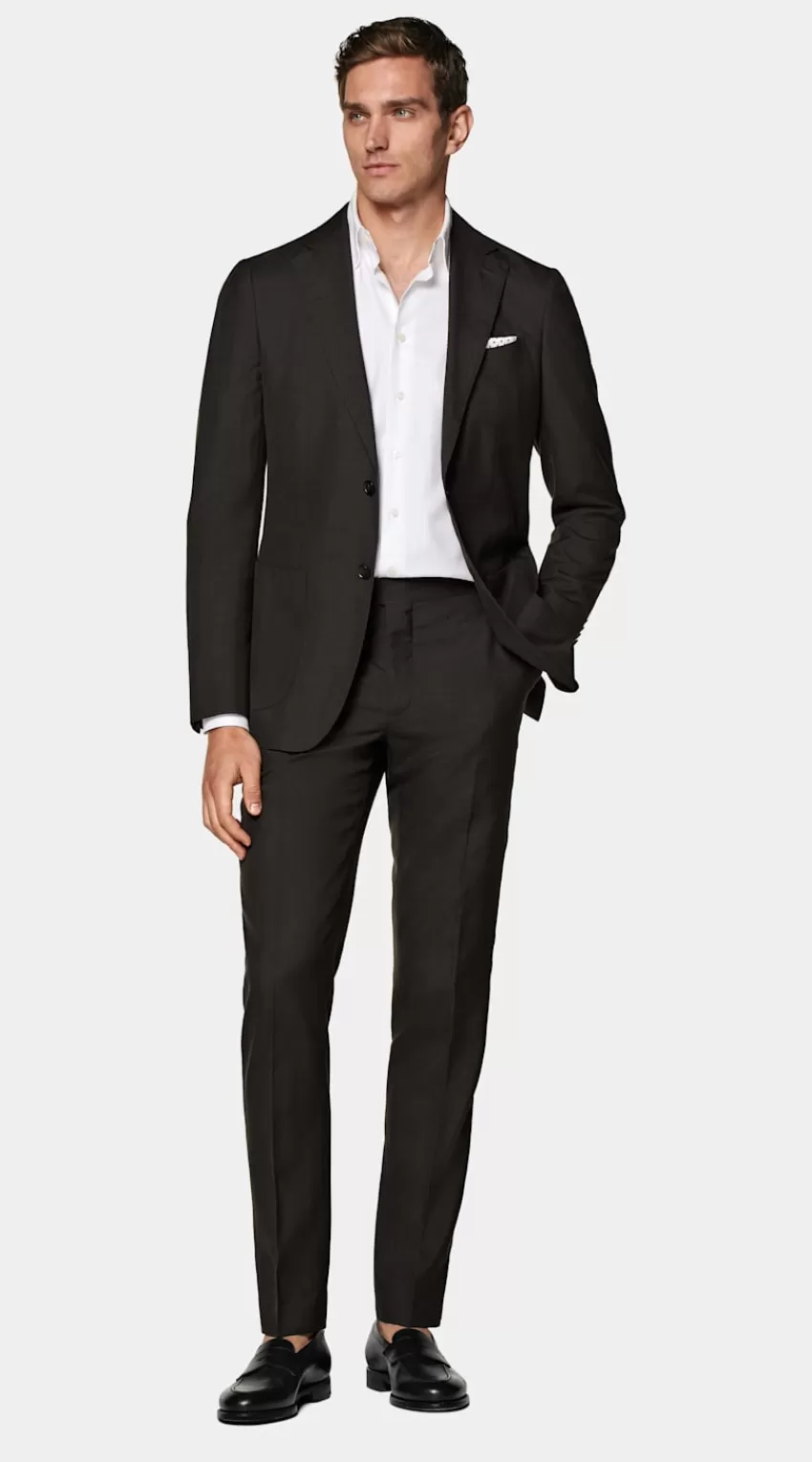 Suitsupply Havana Anzug Dunkelbraun Tailored Fit Aus Schurwolle Seide Leinen | Deutschland Outlet