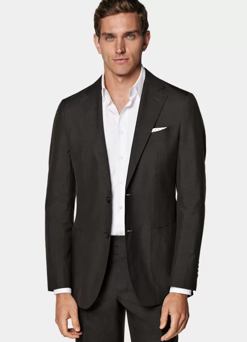Suitsupply Havana Anzug Dunkelbraun Tailored Fit Aus Schurwolle Seide Leinen | Deutschland Outlet