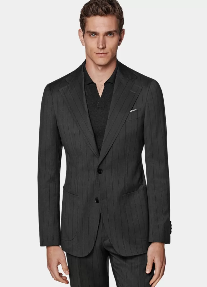 Suitsupply Havana Anzug Dunkelgrau Gestreift Tailored Fit Aus Pure Schurwolle | Deutschland Cheap