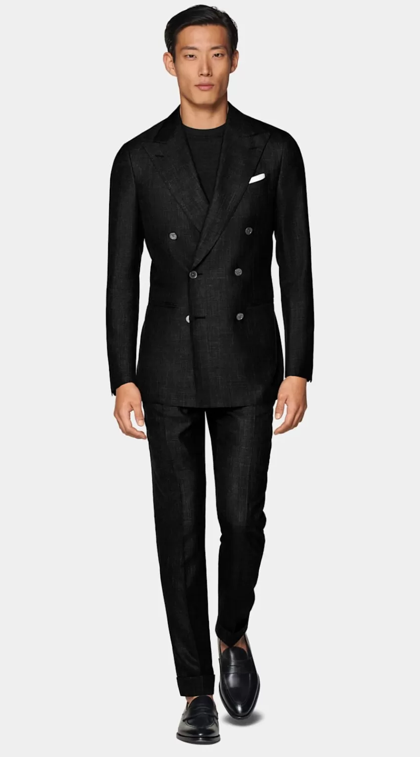 Suitsupply Havana Anzug Dunkelgrau Tailored Fit Aus Schurwolle Seide Leinen | Deutschland Sale