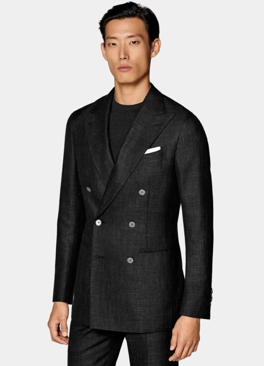 Suitsupply Havana Anzug Dunkelgrau Tailored Fit Aus Schurwolle Seide Leinen | Deutschland Sale