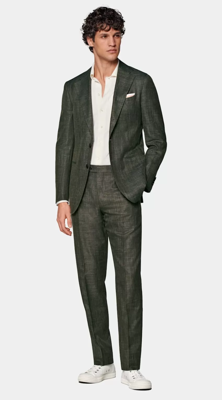 Suitsupply Havana Anzug Dunkelgrün Tailored Fit Aus Schurwolle Seide Leinen | Deutschland Online