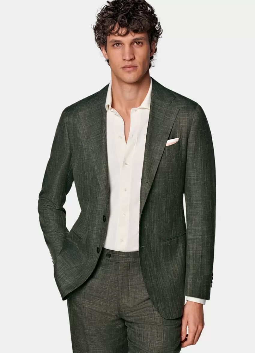 Suitsupply Havana Anzug Dunkelgrün Tailored Fit Aus Schurwolle Seide Leinen | Deutschland Online
