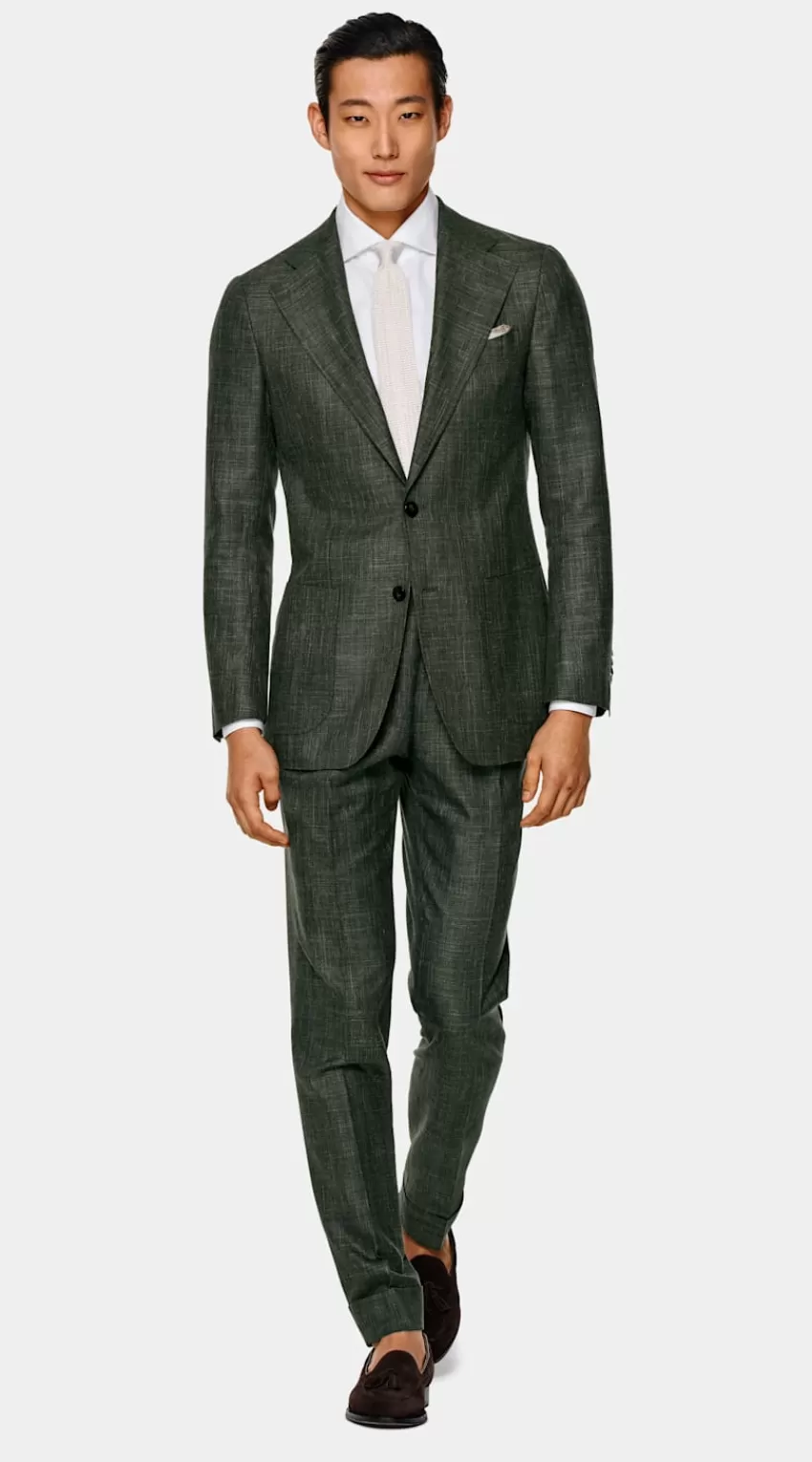 Suitsupply Havana Anzug Dunkelgrün Tailored Fit Aus Schurwolle Seide Leinen | Deutschland Flash Sale