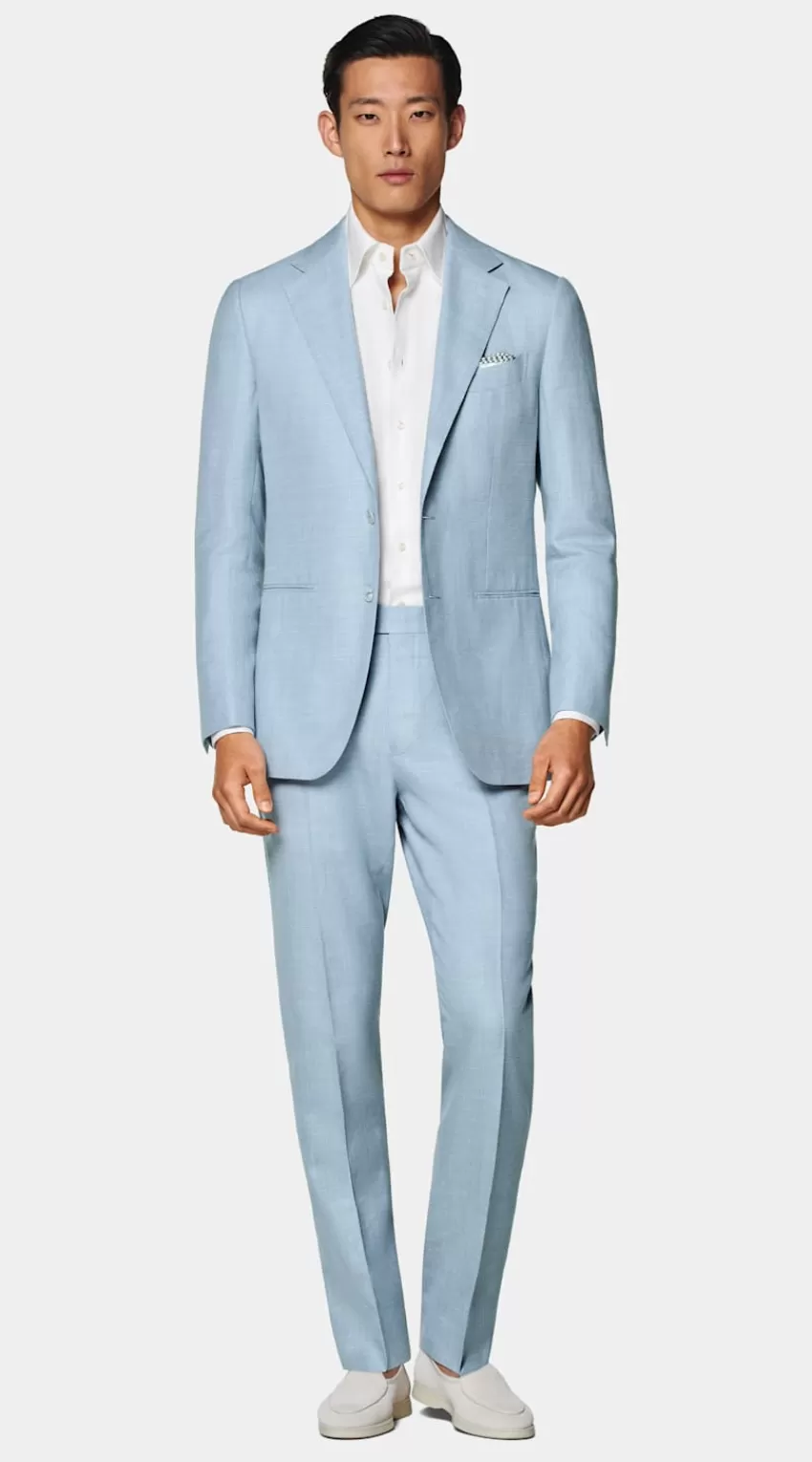 Suitsupply Havana Anzug Hellblau Tailored Fit Aus Schurwolle Seide Leinen | Deutschland Discount