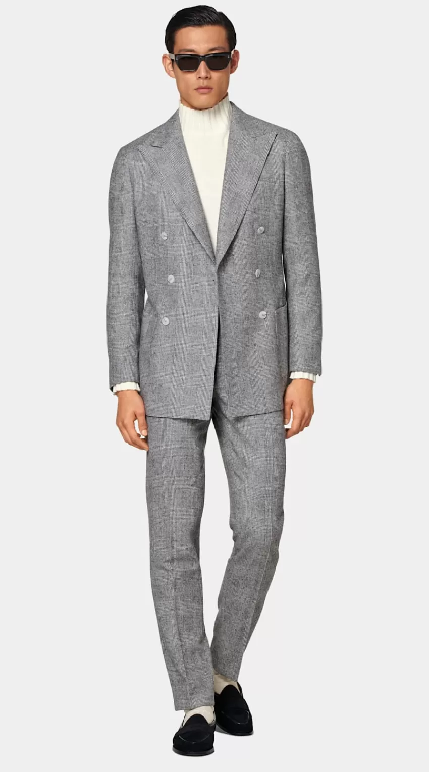 Suitsupply Havana Anzug Hellgrau Kariert Tailored Fit Aus Alpaca Schurwolle Polyamid | Deutschland Hot