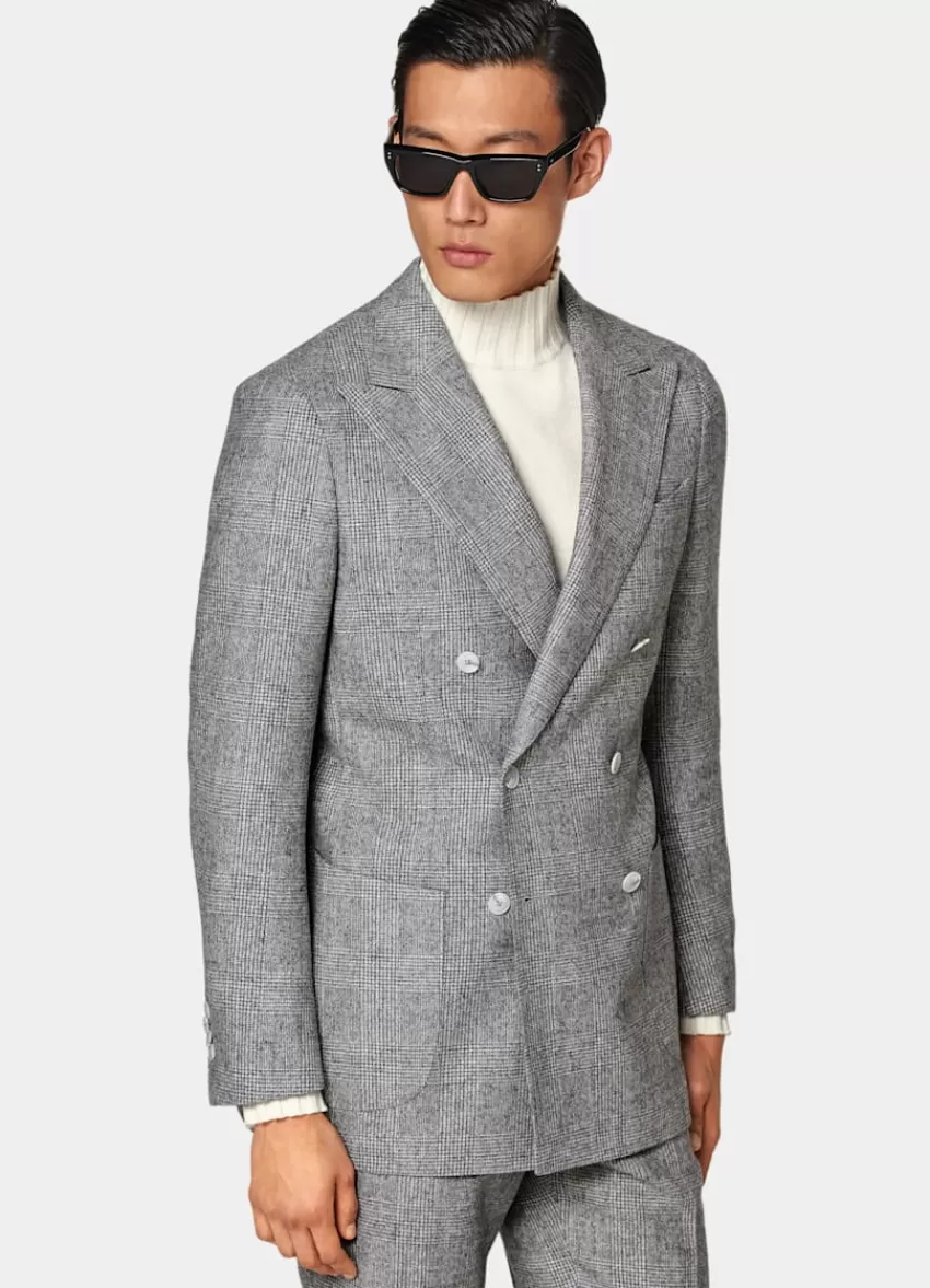 Suitsupply Havana Anzug Hellgrau Kariert Tailored Fit Aus Alpaca Schurwolle Polyamid | Deutschland Hot