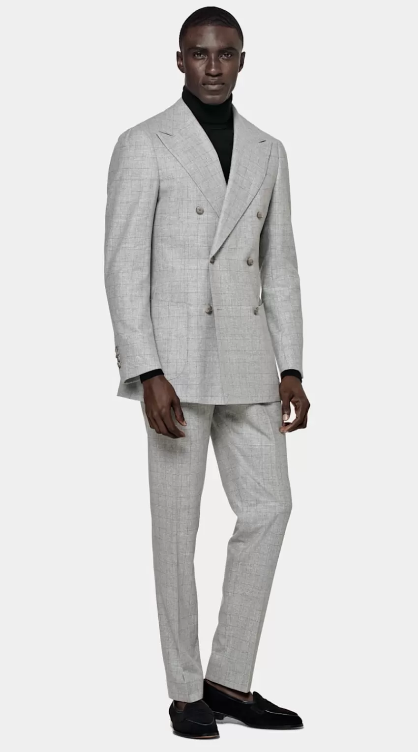 Suitsupply Havana Anzug Hellgrau Kariert Tailored Fit Aus Wolle Kaschmir | Deutschland Store