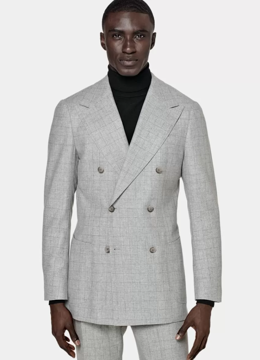Suitsupply Havana Anzug Hellgrau Kariert Tailored Fit Aus Wolle Kaschmir | Deutschland Store