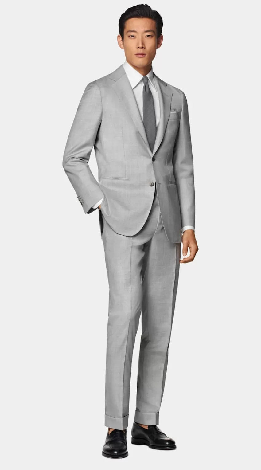 Suitsupply Havana Anzug Hellgrau Tailored Fit Aus Pure S140er Schurwolle | Deutschland Best Sale